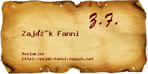Zaják Fanni névjegykártya